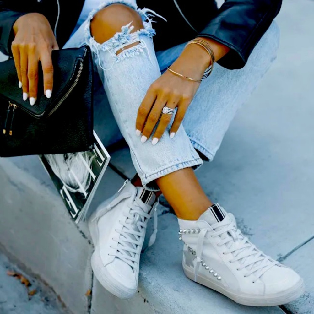Fashion Studded High Top Sneakers. NEW!! 8.5